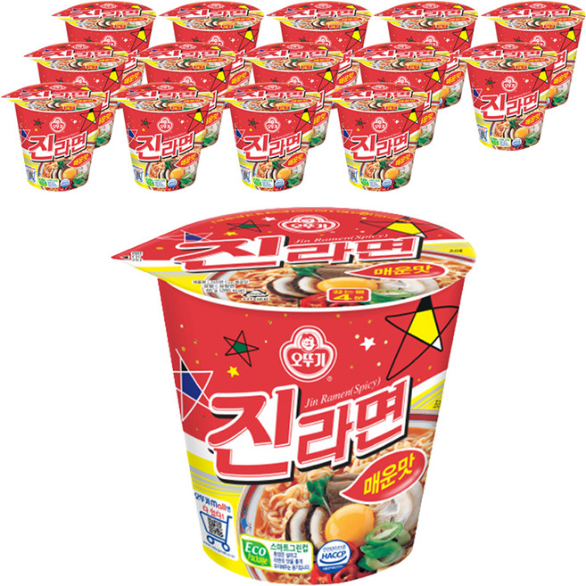오뚜기 진라면 매운맛 컵 65g, 15개