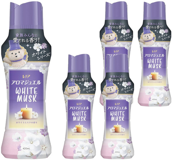 Lenor 蘭諾 日本原裝進口 衣物芳香豆 白麝香, 420ml, 5瓶