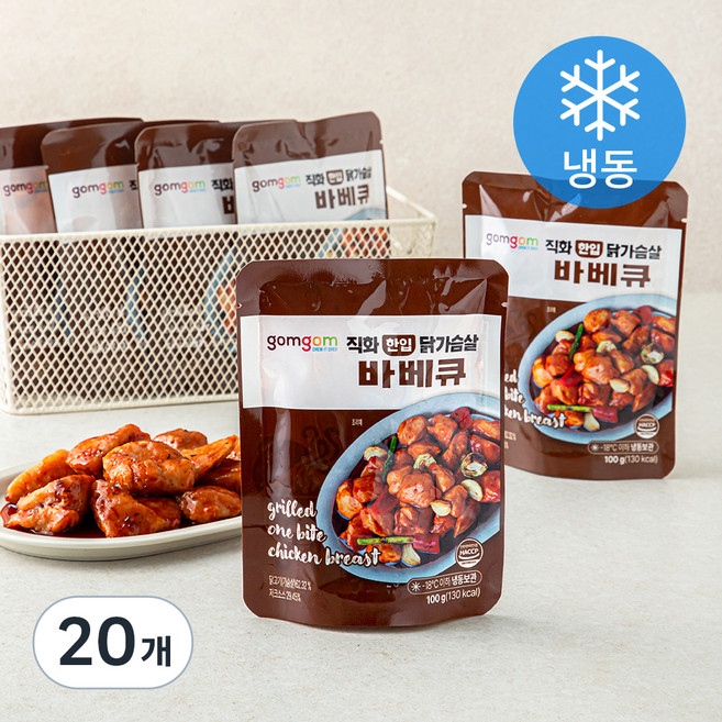 곰곰 직화 한입 닭가슴살 바베큐 (냉동), 100g, 1개입, 20개