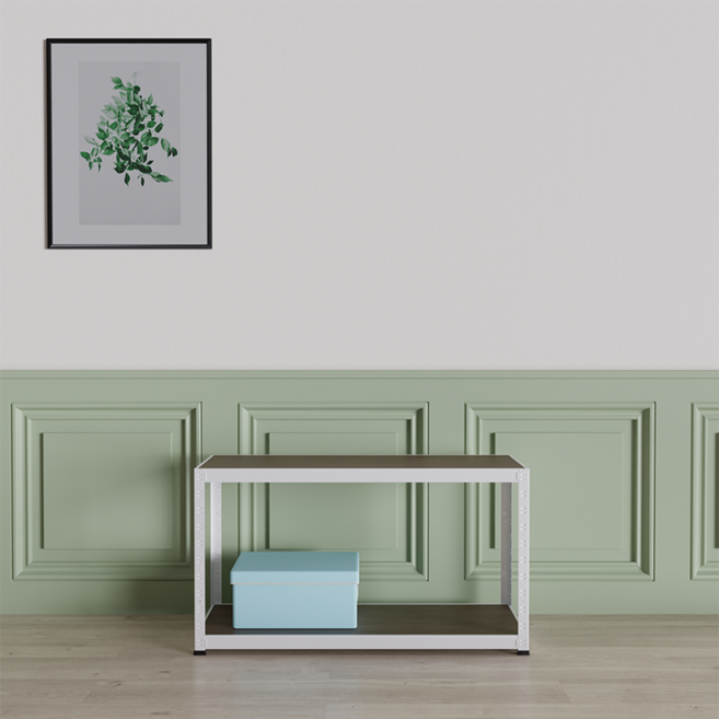 슈랙 철재 스탠드선반, 화이트프레임, 2단