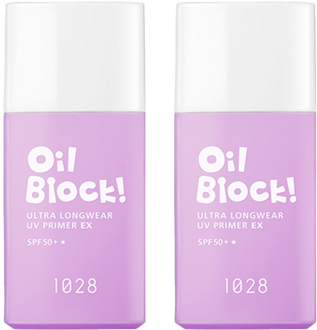 1028 Oil Block 超控油UV校色飾底乳EX 嫩紫 25ml 有效修飾膚色 持久控油 展現自然透亮妝感, 2瓶