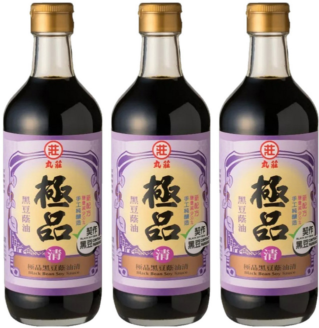 丸莊醬油 極品黑豆蔭油清 手工純釀造, 450ml, 3瓶