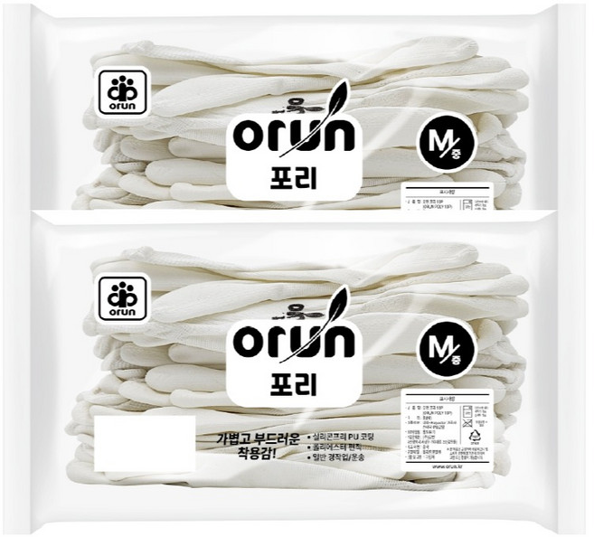 오런 포리 10P 손바닥 코팅장갑 M, 흰색, 2개