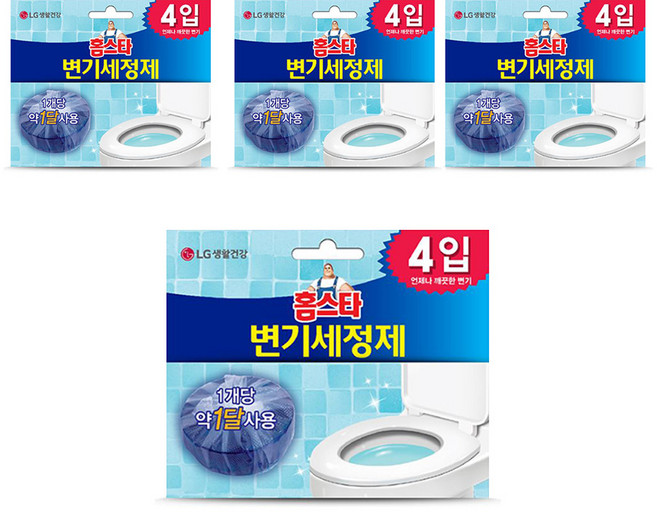 홈스타 변기 세정제 고체형 4p, 160g, 4개