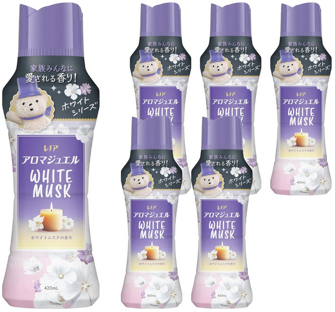 Lenor 蘭諾 日本原裝進口 衣物芳香豆 白麝香, 420ml, 6瓶