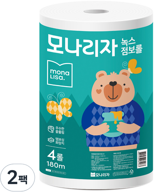모나리자 녹스 2겹 점보롤, 180m, 4롤, 2개