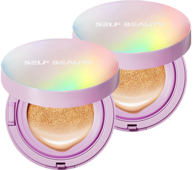 SELF BEAUTY 獨角獸極光亮澤氣墊粉餅 SPF50+ PA+++, 21 Pure Ivory, 2個
