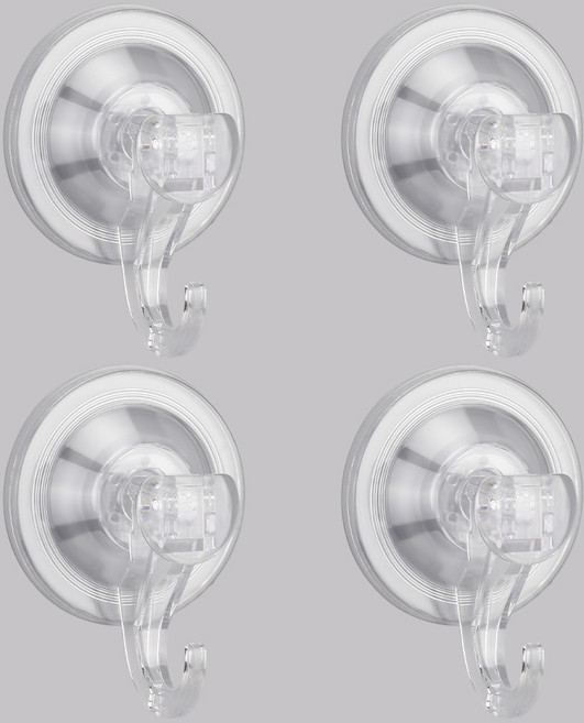 코멧 강력 흡착식 벽걸이 후크, 투명색, 4개