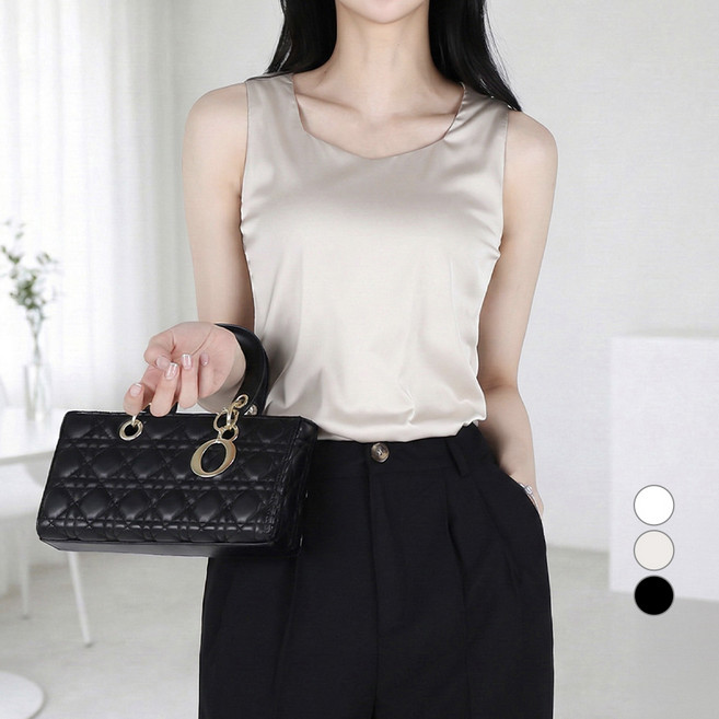 모이르벨라 여성용 스퀘어 실크 민소매 블라우스 O263-0284