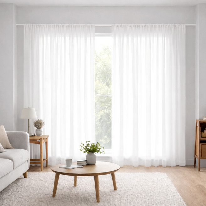 까사마루 봉집형 쉬폰 커튼