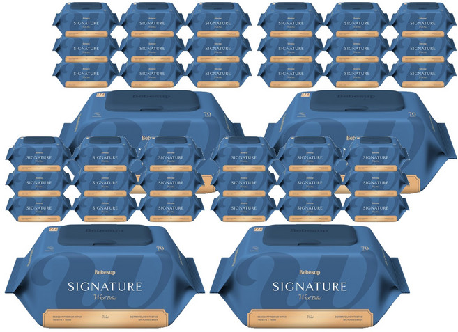 베베숲 시그니처 위드 블루 아기물티슈 캡형, 75g, 70매, 40개