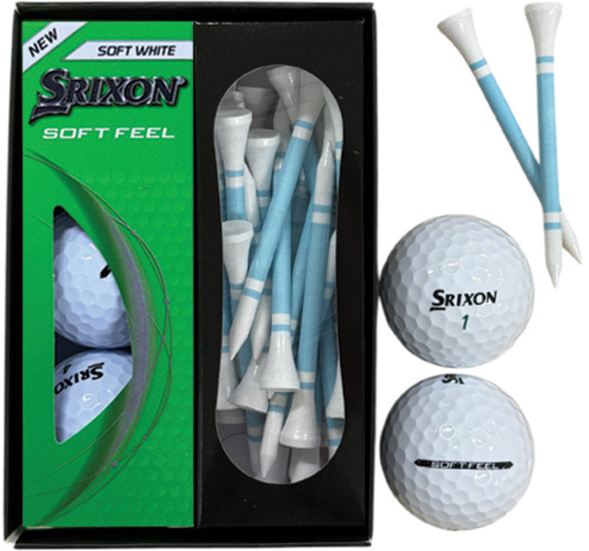SRIXON 充滿品味 高爾夫球 3入 2層 + 高爾夫球釘 25入 套組, 1套, 03 白薄荷綠(高爾夫球釘), 1入