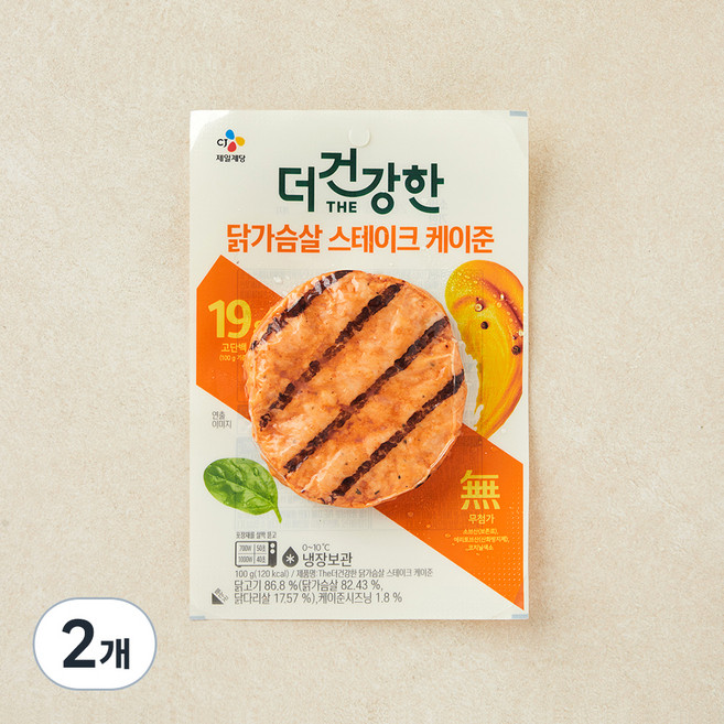 더건강한 부드러운 닭가슴살 순살 케이준, 100g, 2개