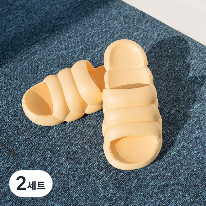 힐링스팟 구름 거실 푹신한 실내화, 옐로우, 2개