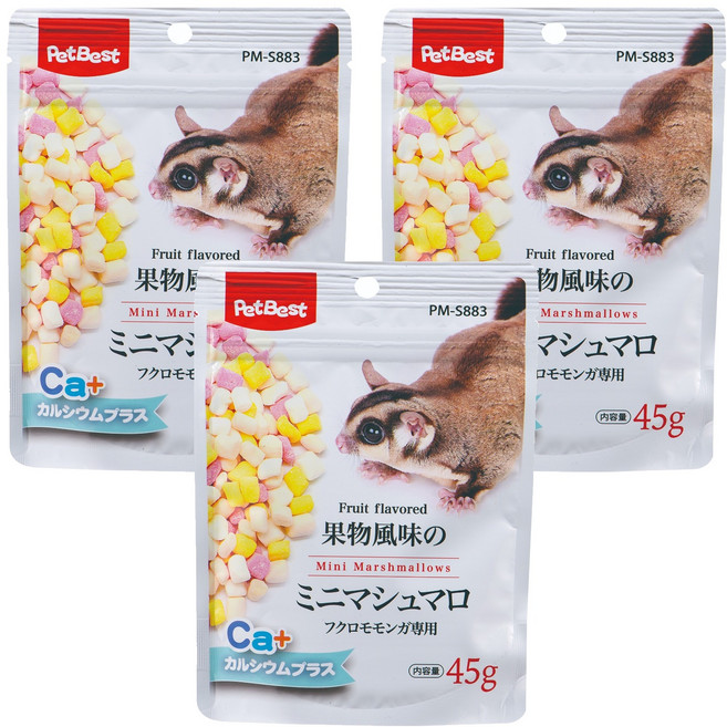 PetBest 丸福 綜合水果 ca+棉花糖, 45g, 3入