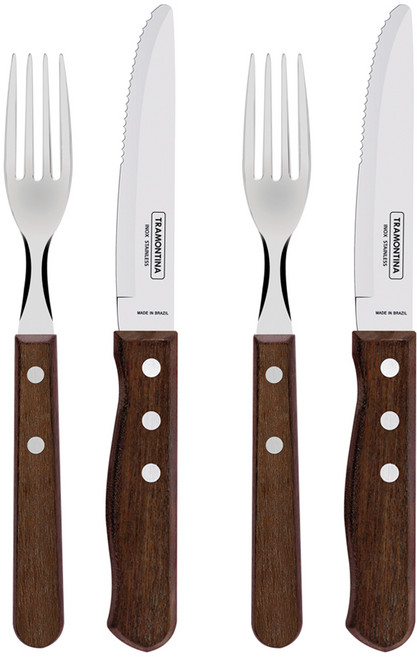 트라몬티나 트레딕셔널 우드핸들 커트러리 점보 퀸세트, 점보 테이블포크 + 점보 퀸 스테이크나이프, 2세트