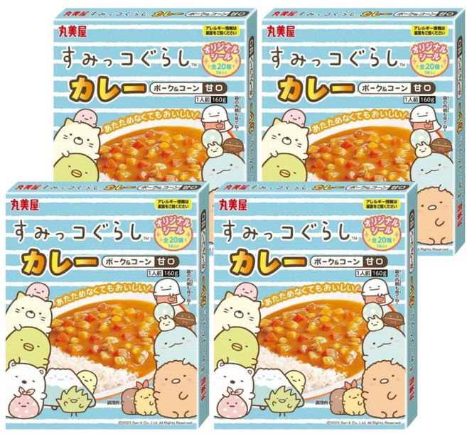 丸美屋 速食甘口咖哩 角落生物 豬肉 + 玉米, 160g, 4盒