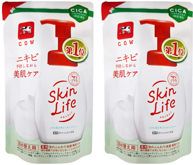 COW STYLE 牛乳石鹼 Skin Life 滋卿愛 泡洗顏補充包, 140ml, 2包