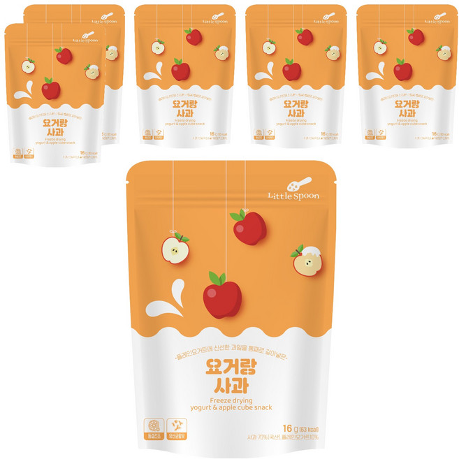 리틀스푼 요거랑 동결건조 요거트 큐브 스낵, 사과, 16g, 6개