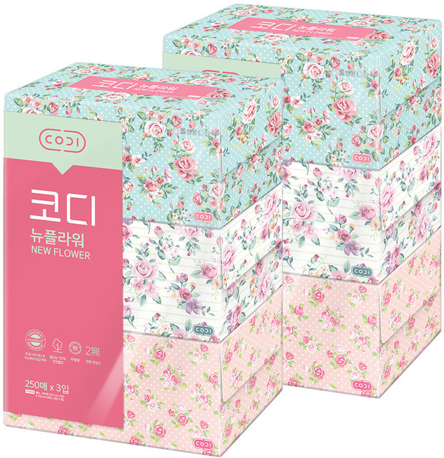 CODI New Flower 雙層面紙, 3盒, 2組