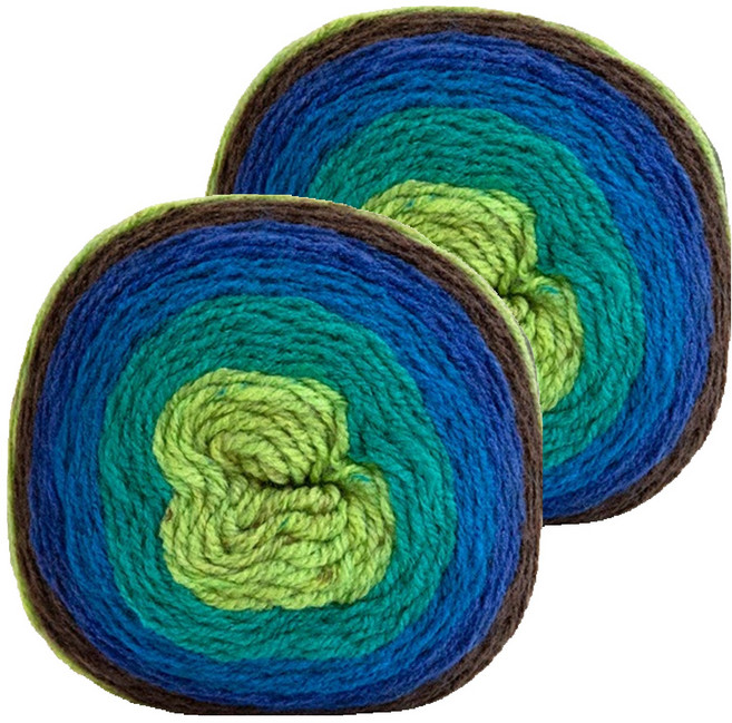 UFO 케이크볼 뜨개실, 그린브라운나염(10), 2개