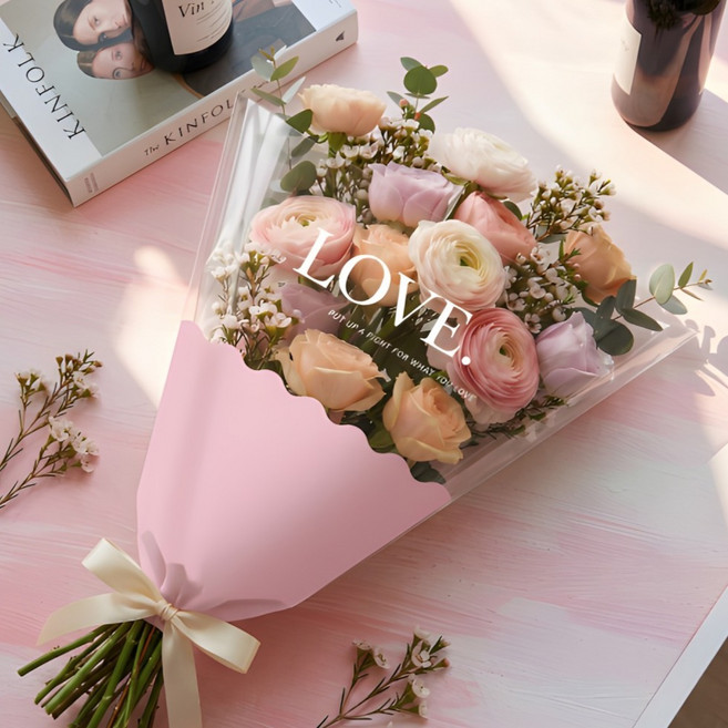 LiveOn 感性字樣花束包裝紙