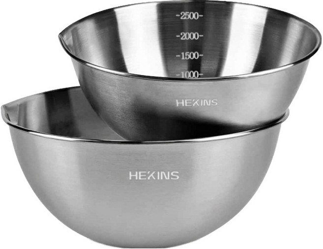 세신유엔씨 스텐레스 눈금계량 믹싱볼 2종 세트, 실버, 1개
