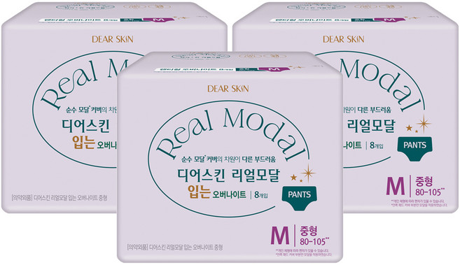 디어스킨 리얼모달 입는 오버나이트, 중형, 8개입, 3개