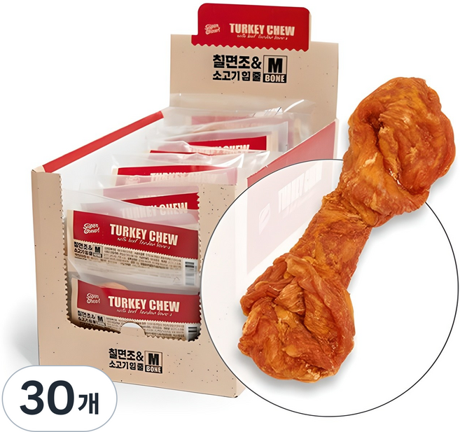 슈퍼츄 강아지 터키츄 건조간식 M, 혼합맛(칠면조/소고기), 32g, 30개