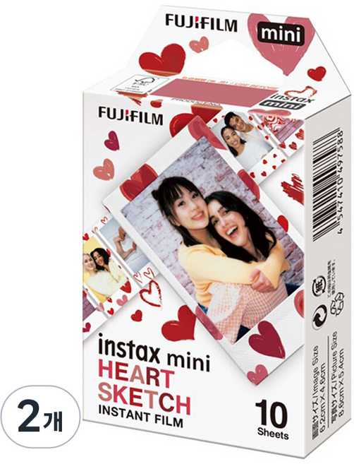 FUJIFILM 富士 instax 角色迷你底片 10張, 愛心素描, 2個