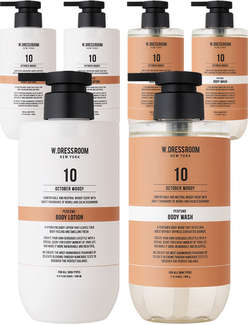 더블유드레스룸 퍼퓸 바디워시 + 바디로션 10 옥토버우디, 3세트