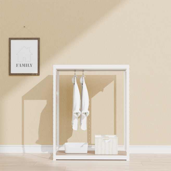 랙셈블 선반 2단 + 행거봉 세트, 화이트