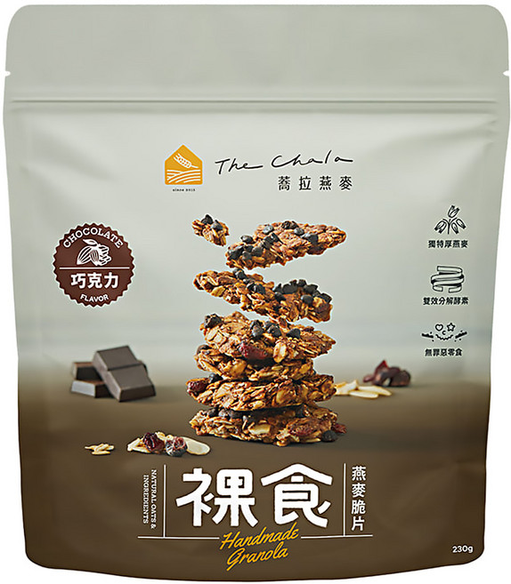 The Chala 蕎拉燕麥 裸食燕麥脆片 巧克力, 230g, 1包