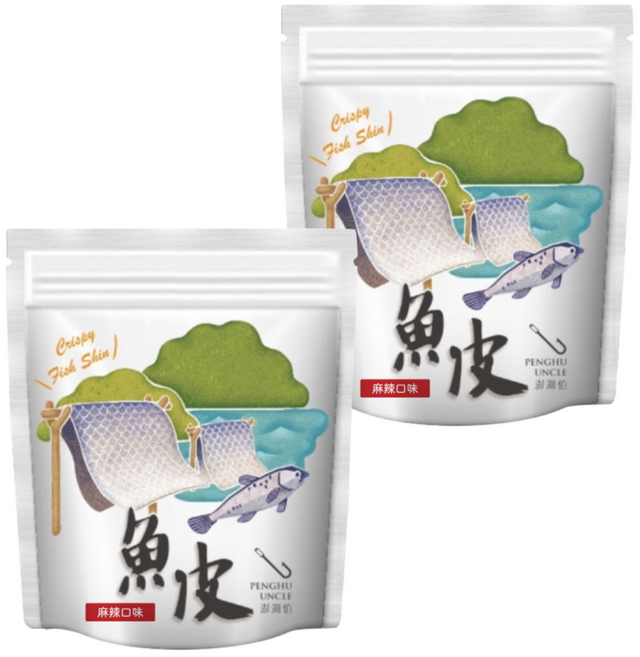 澎湖伯 風味魚皮 麻辣口味, 70g, 2包