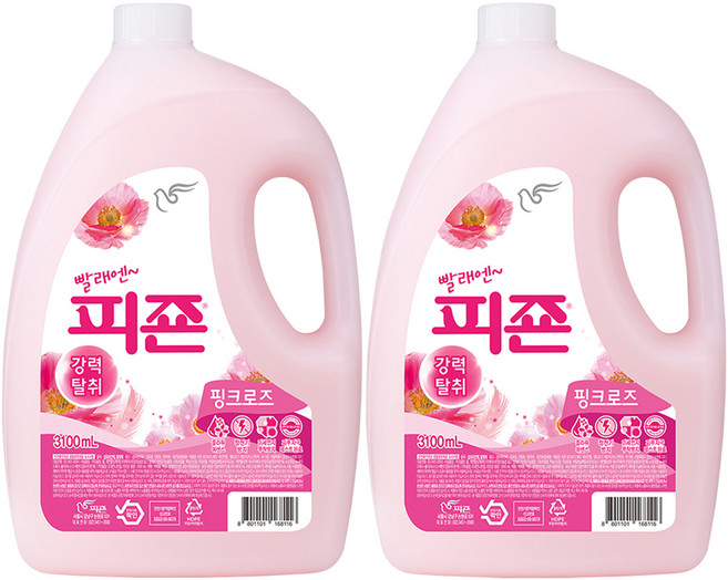 피죤 레귤러 섬유유연제 핑크로즈 본품, 3.1L, 2개