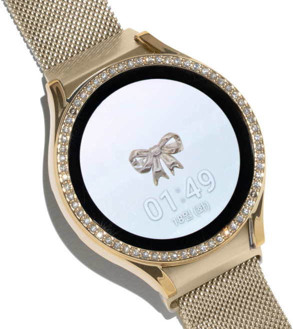 누아트 갤럭시워치 호환 큐빅 하드 케이스, 골드, 1개