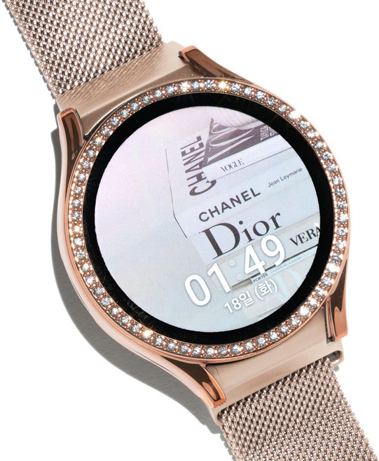 누아트 갤럭시워치 호환 큐빅 하드 케이스, 로즈골드, 1개