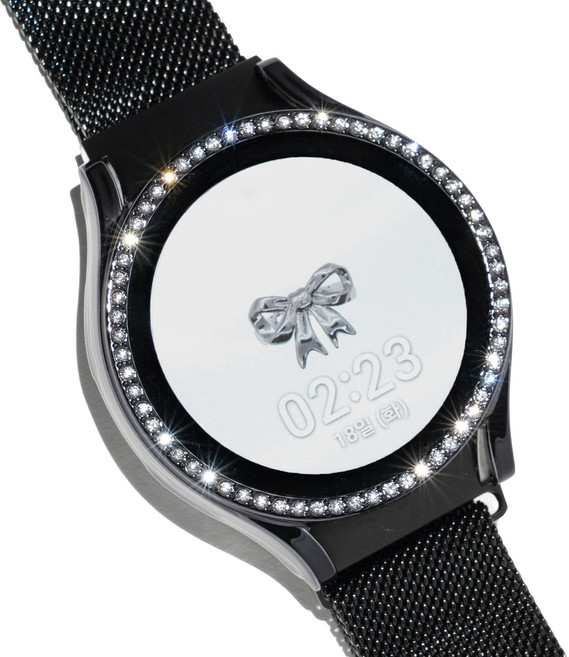 누아트 갤럭시워치 호환 큐빅 하드 케이스, 블랙, 1개