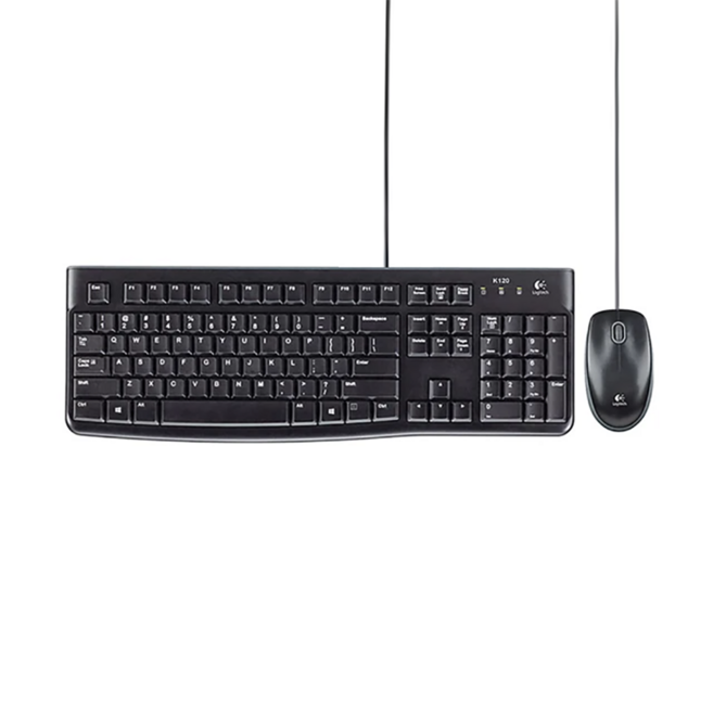 logitech 羅技 有線滑鼠鍵盤組, MK120, 黑色