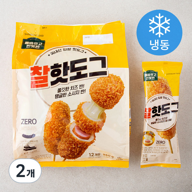 올바르고 반듯한 찰핫도그 (냉동), 80g, 12개입, 2개