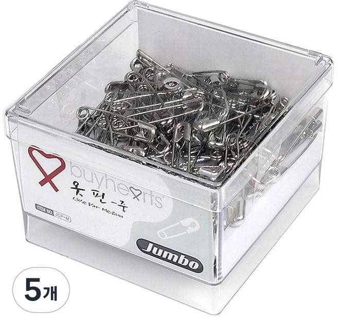 buyhearts Jumbo 中型安全別針, 실버, 5個