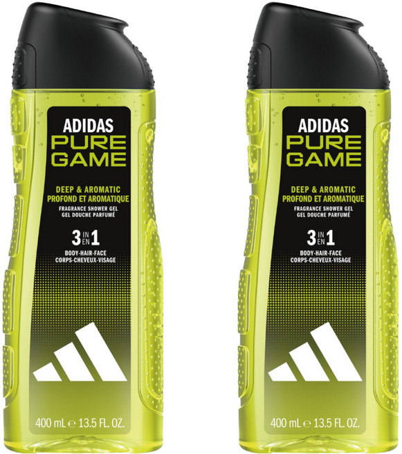 adidas 愛迪達 男性三合一潔顏洗髮沐浴露 超越挑戰, 400ml, 2瓶