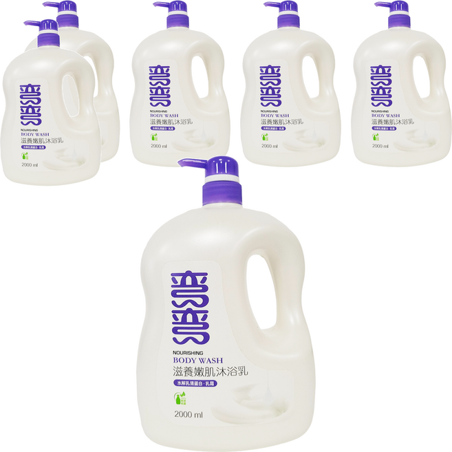 美琪 彎彎 沐浴乳 滋養嫩肌, 2L, 6瓶