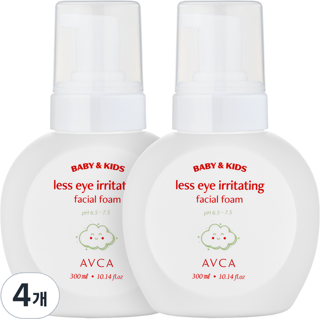 아브카 베이비 앤 키즈 눈시림 적은 마일드 티어프리 페이셜 폼, 300ml, 4개