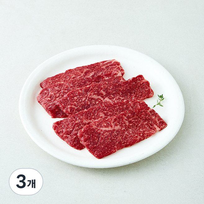 육교시 한우 삼각살 1++(7)등급 구이용 (냉장), 3개, 200g