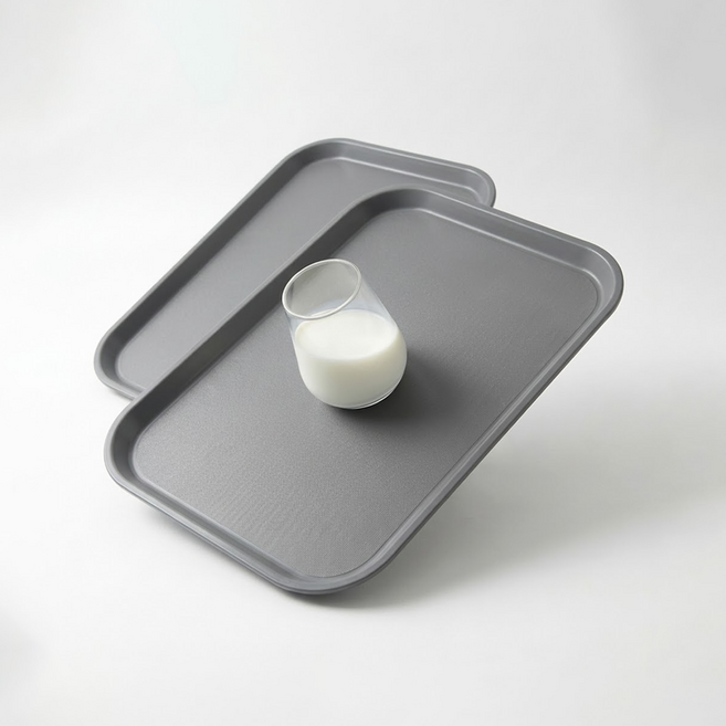 리빙메이트 논슬립 직사각 트레이 쟁반, 그레이, 2개