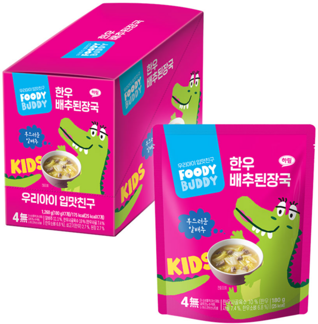 푸디버디 한우 배추된장국, 180g, 7개