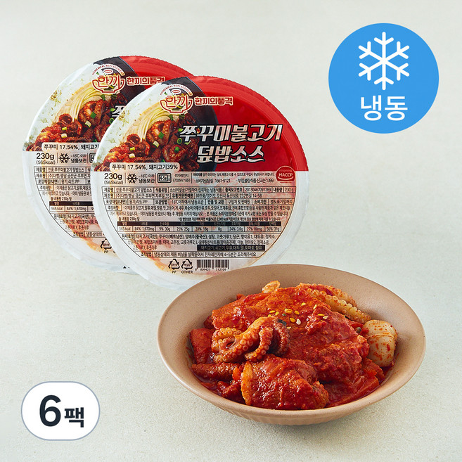 한끼의품격 쭈꾸미 불고기 덮밥 소스 (냉동), 6팩, 230g