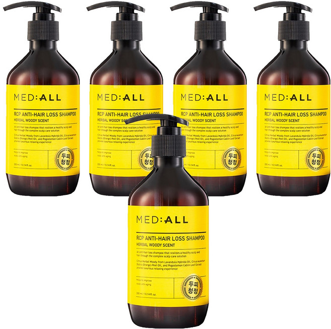 메디올 알시피 안티 헤어 로스 탈모완화 기능성샴푸 우디향, 300ml, 5개