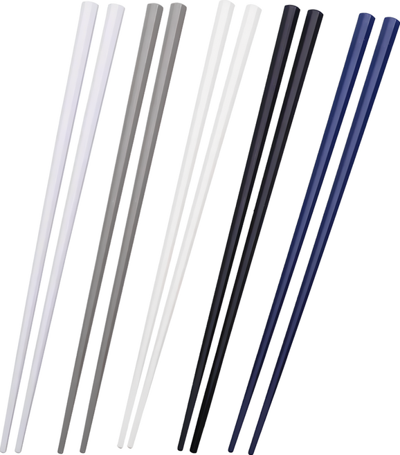 HIKARI 日光生活 日式八角耐熱筷 5雙, 藍色 + 黑色 + 白色 + 灰色 + 米色, 筷子 5雙, 1組
